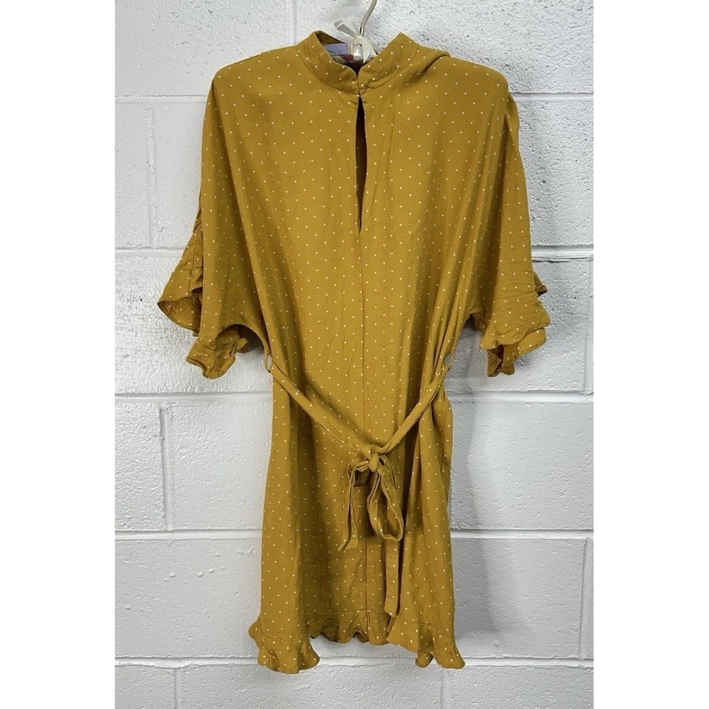 Nobody's Child Mini Dress Ochre Polka Dot Frill‎ Sleeve / Women's 4